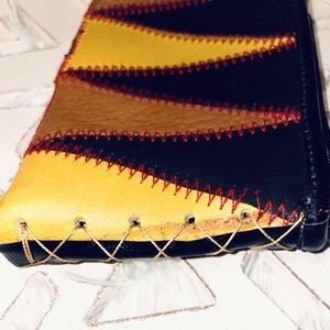 Coin purse. Hand sewn leather vintage. Boho feel or tribal.